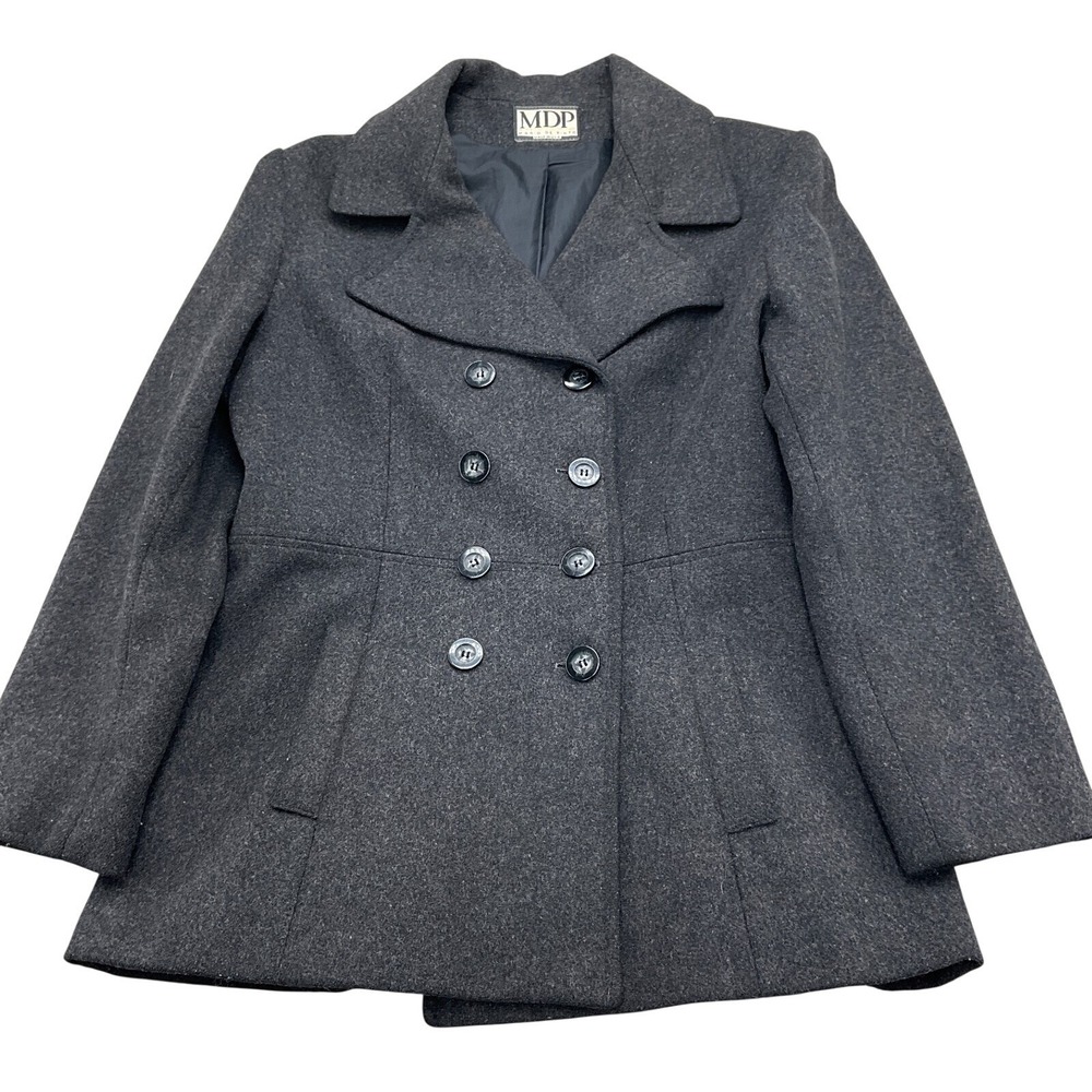 MDP Mario De Pinto Pea Coat Women XLarge Gray Double Breasted Jacket USA VTG